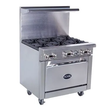 Royal RR-6-C 6-Burner Natural Gas Range with Convection Oven 36"W