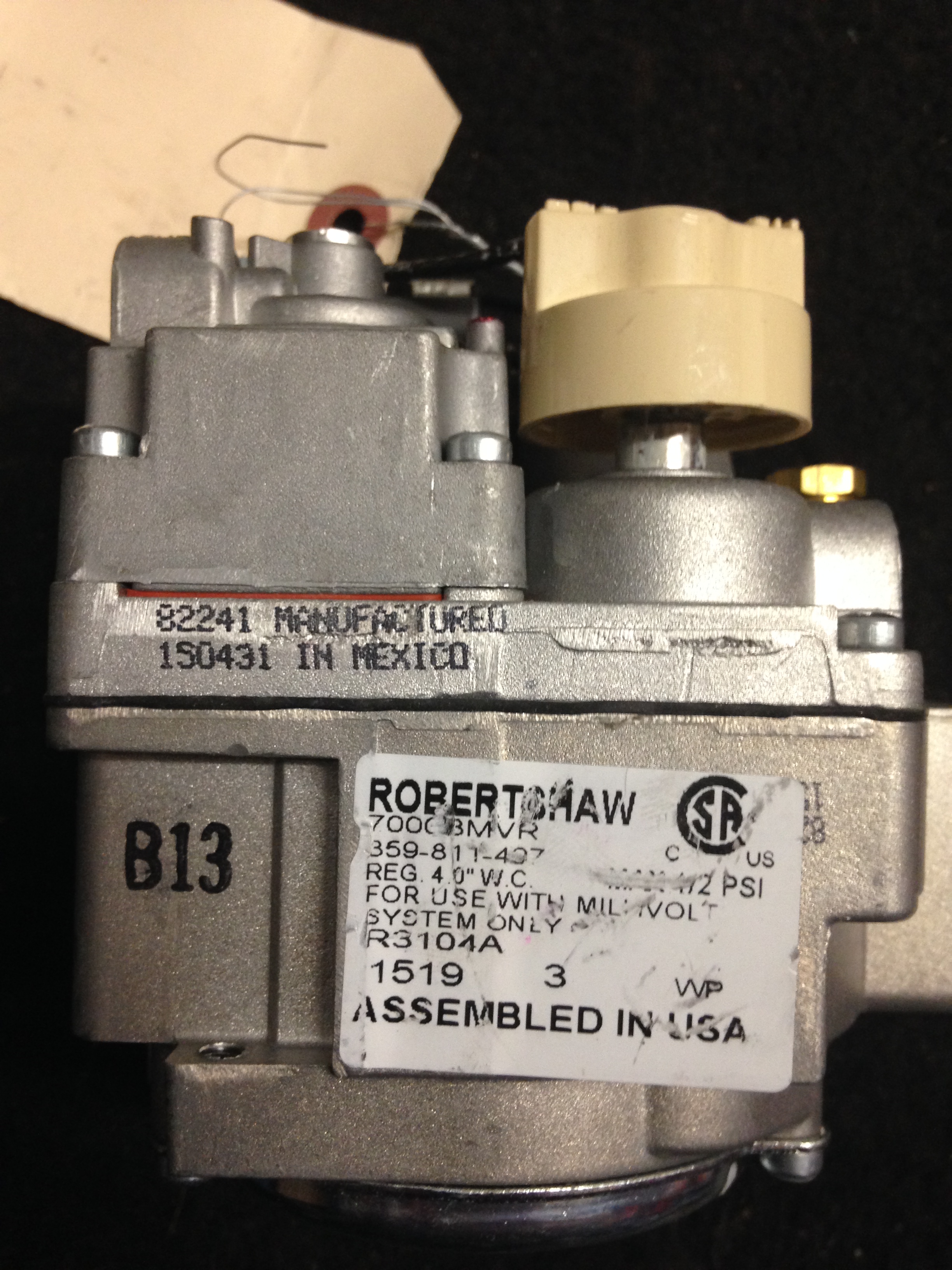 Thermopile-controlled Gas Valve part # R3104X