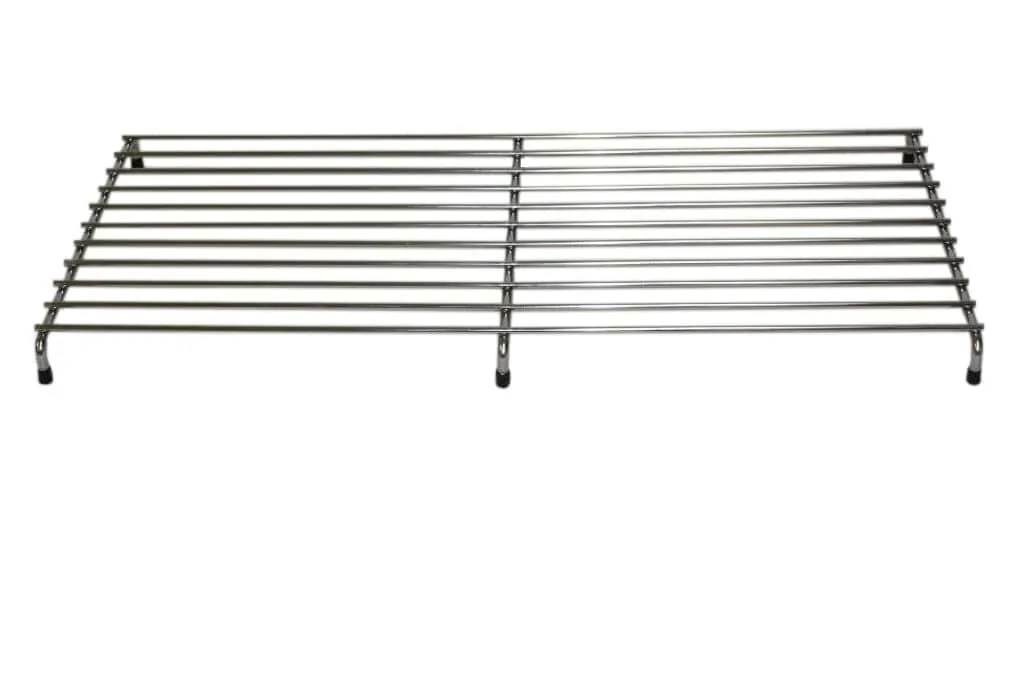 speed rail set made up of two 43" wire grates, chrome plated with black rubber feet