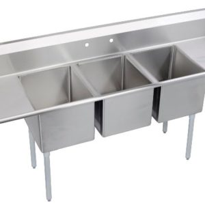 90" 3 Compartment Sink with Right & Left Handed Drainboards SW0341