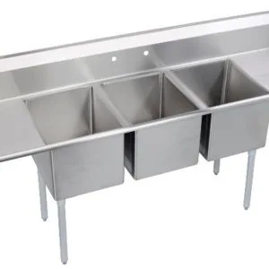 90" 3 Compartment Sink with Right & Left Handed Drainboards SW0341