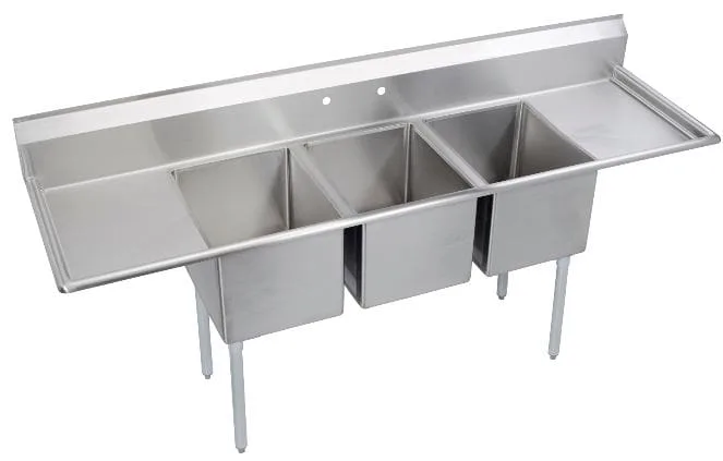 90" 3 Compartment Sink with Right & Left Handed Drainboards SW0341