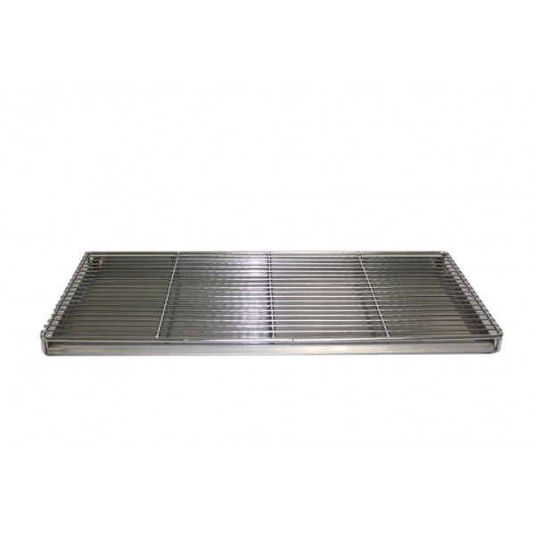 30" grate and catch pan has a grate with supports on each side and a catch pan that slides beneath, between the supports