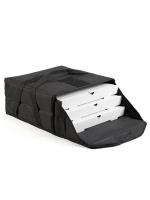 23" pizza delivery bag in black with velcro closure and nylon handles