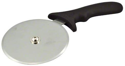 4" pizza cutter with stainless steel wheel and black plastic handle