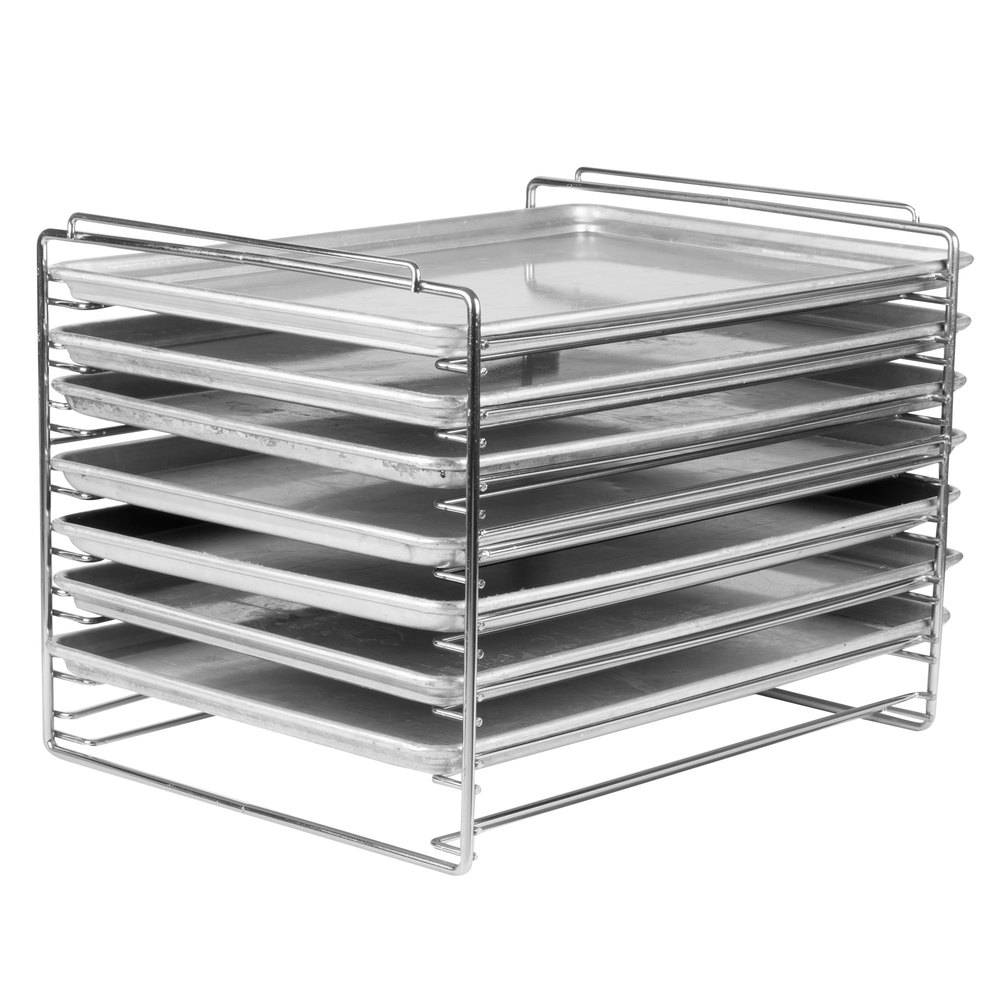 chrome-plated 8 slot pan rack for use inside refrigeration, fits 8 full size sheet pans