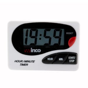 digital timer with large lcd display screen, shows hours and minutes