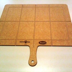 rectangle composite cut board with grooves for 8 slices, handle on long side