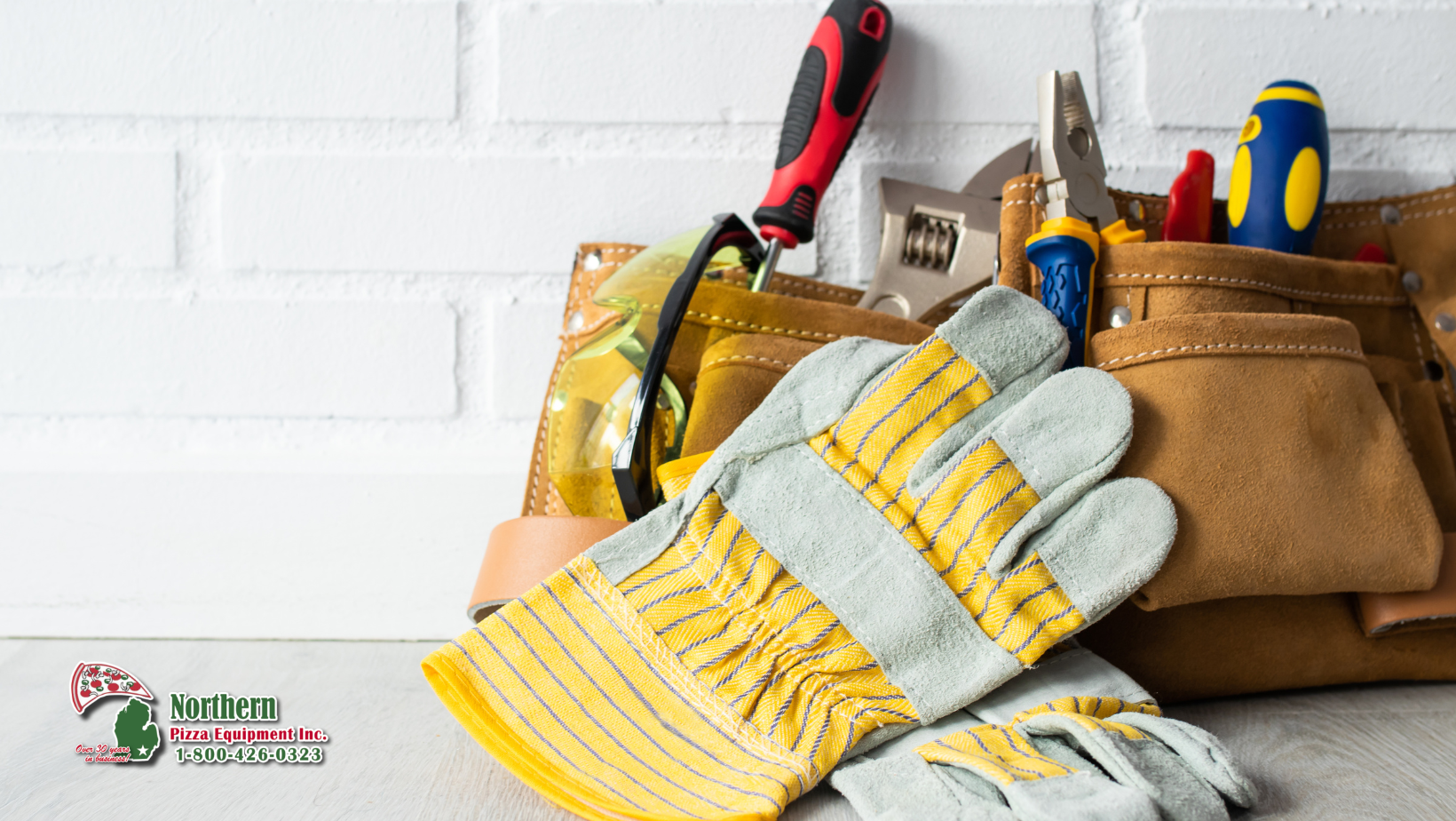 Yellow gloves with toolbag